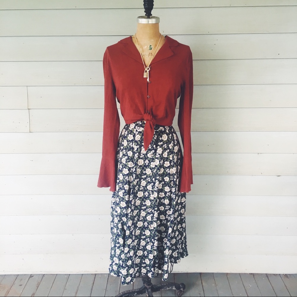 90s style floral skirt
